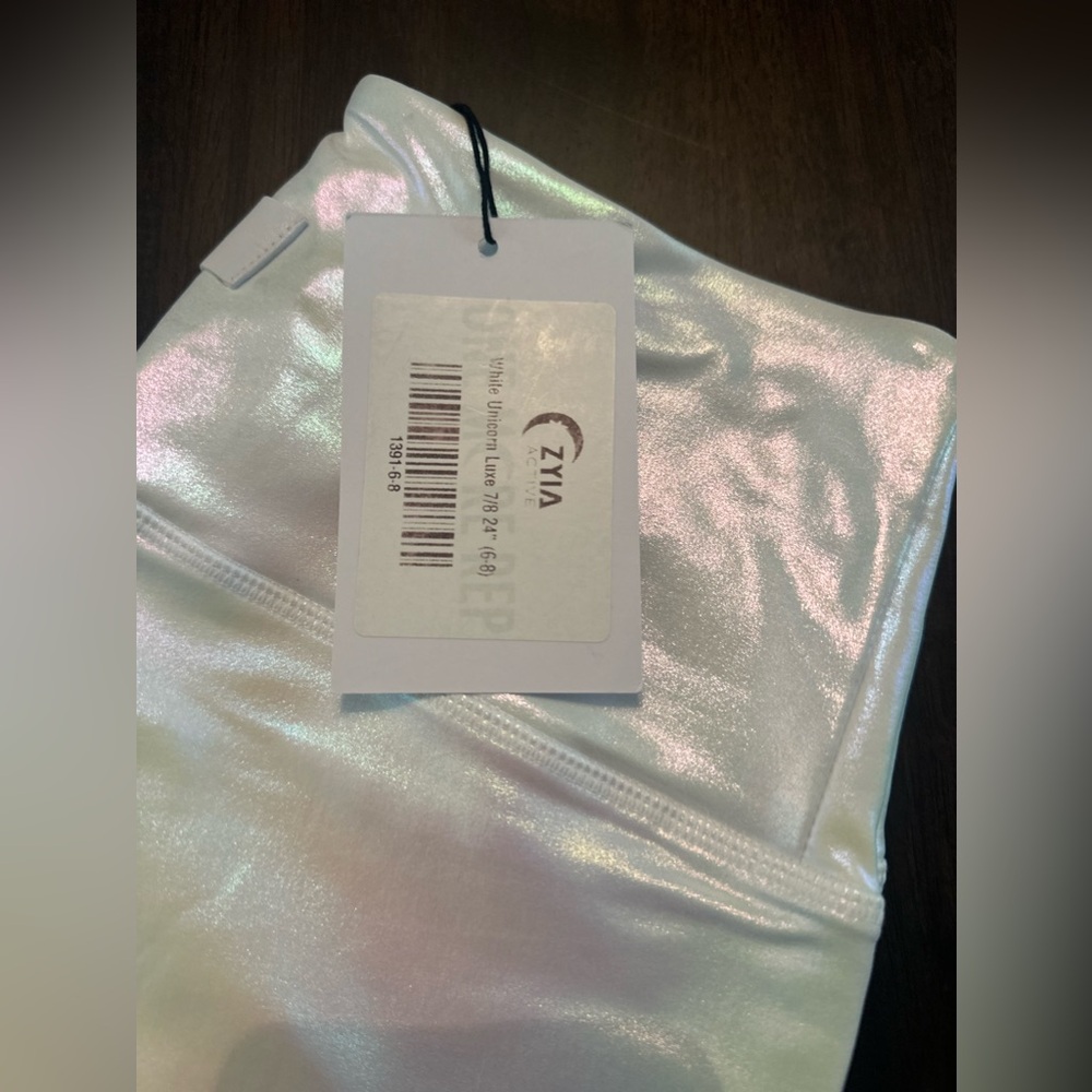 Iridescent White High-Waist Women’s Pants